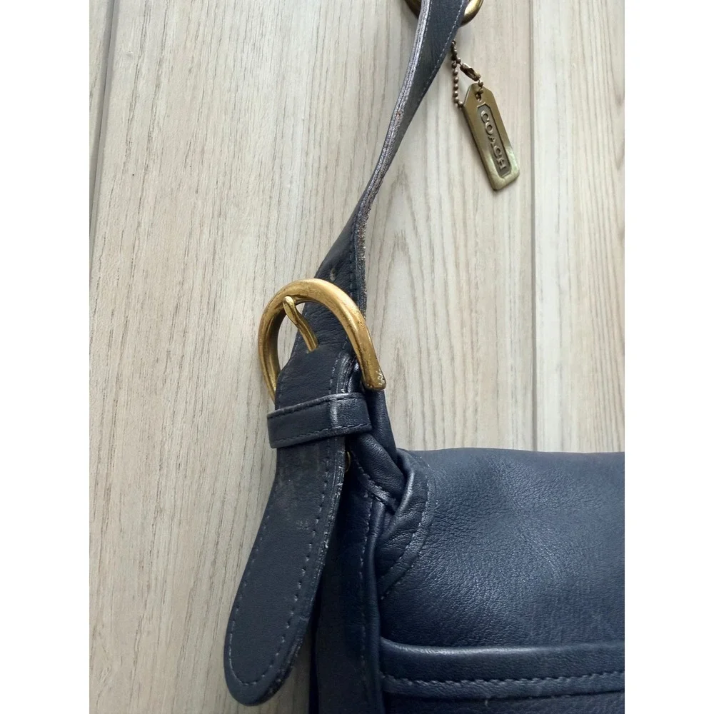 Vintage Coach Patricia's Legacy Bag Men OS Navy Blue Leather Crossbody 4150
